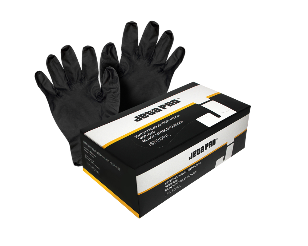 Перчатки нитриловые черные JSN810 одноразовые XL  JETAPRO  (50 п/уп)