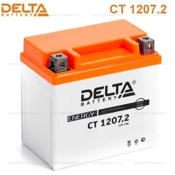 Аккумулятор DELTA CT 1207.2 12V, 7A/ч (114х70х108мм) Стартерный ток 130А (- +)