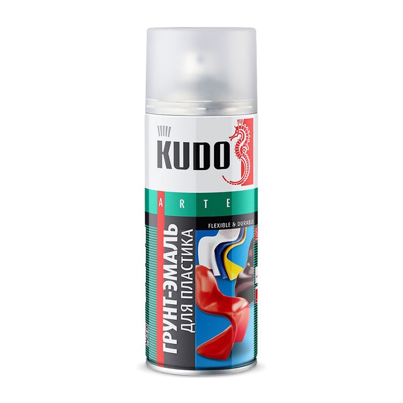 Грунт-эмаль-спрей RAL 3020 красный 520мл  для пластика  KUDO (12)