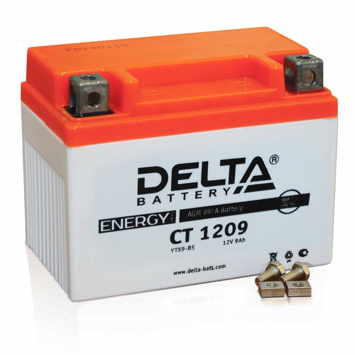 Аккумулятор DELTA CT 1209 12V,  9A (150*86*108) Стартерный ток 135А [+ -]