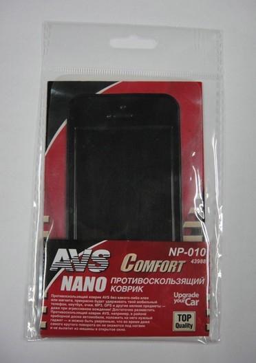 Коврик противоскользящий 12,5*6см NANO NP-010 черный  AVS силик.