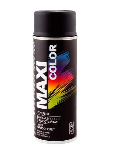 Краска-спрей термостойкая Черная 400мл  MAXI COLOR (12)