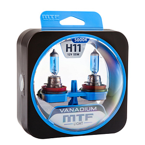 Набор ламп H11 55W 12V 5000K Vanadium  MTF (2шт)