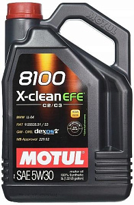 MOTUL 8100 X-Clean EFE 5W-30 SN, Dexos2, BMW LL-04 C2/C3 (100%синт) 4л  масло моторное