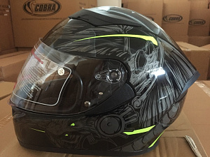 Шлем интеграл COBRA JK315, черный, с серой графикой(1), размер S