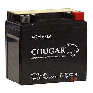 Аккумулятор COUGAR AGM 12V 5Aч 70А (- +) о.п. 113*70*108 