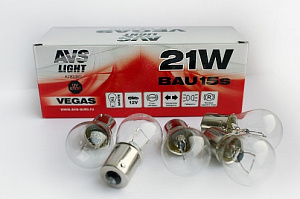 Лампа P21W (BAU15s) 12V  AVS Vegas (смещ. цоколь)