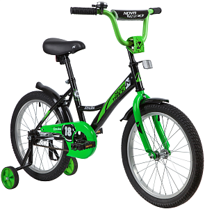 Велосипед 18" STRIKE поддерживающие колеса черно-зеленый