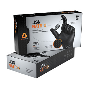 Перчатки нитриловые черные JSN50NATRIXBL09-L нескользящие L  JETAPRO  (25 п/уп)