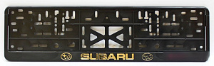 Рамка номерного знака с защелкой SUBARU (золото, серебро) рельеф.