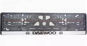 Рамка номерного знака с нижней защелкой черная/серебро DAEWOO
