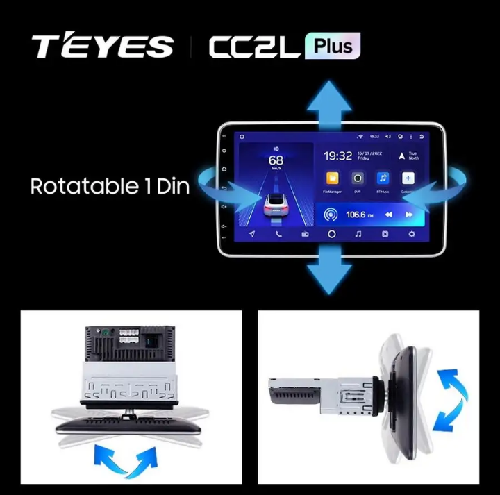 Автомагнитола TEYES CC2L Plus 2+32G 10" 1DIN Rotatable Swivel Screen