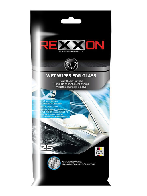 Салфетки влажные для стекла (25шт)  REXXON