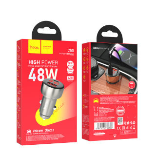 Устройство зарядное а/м USB+Type-C HOCO Z50 Leader 48W dual-port PD30W+QC3.0