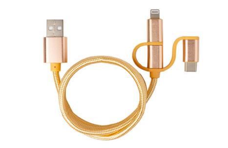 Кабель 3в1, MicroUSB, USB, Type-C, Lightning силикон