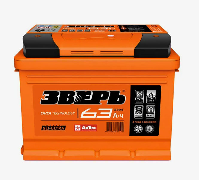 Аккумулятор AKTEX ЗВЕРЬ EFB 63Ач 650А (+ - ) п.п. 242*175*190