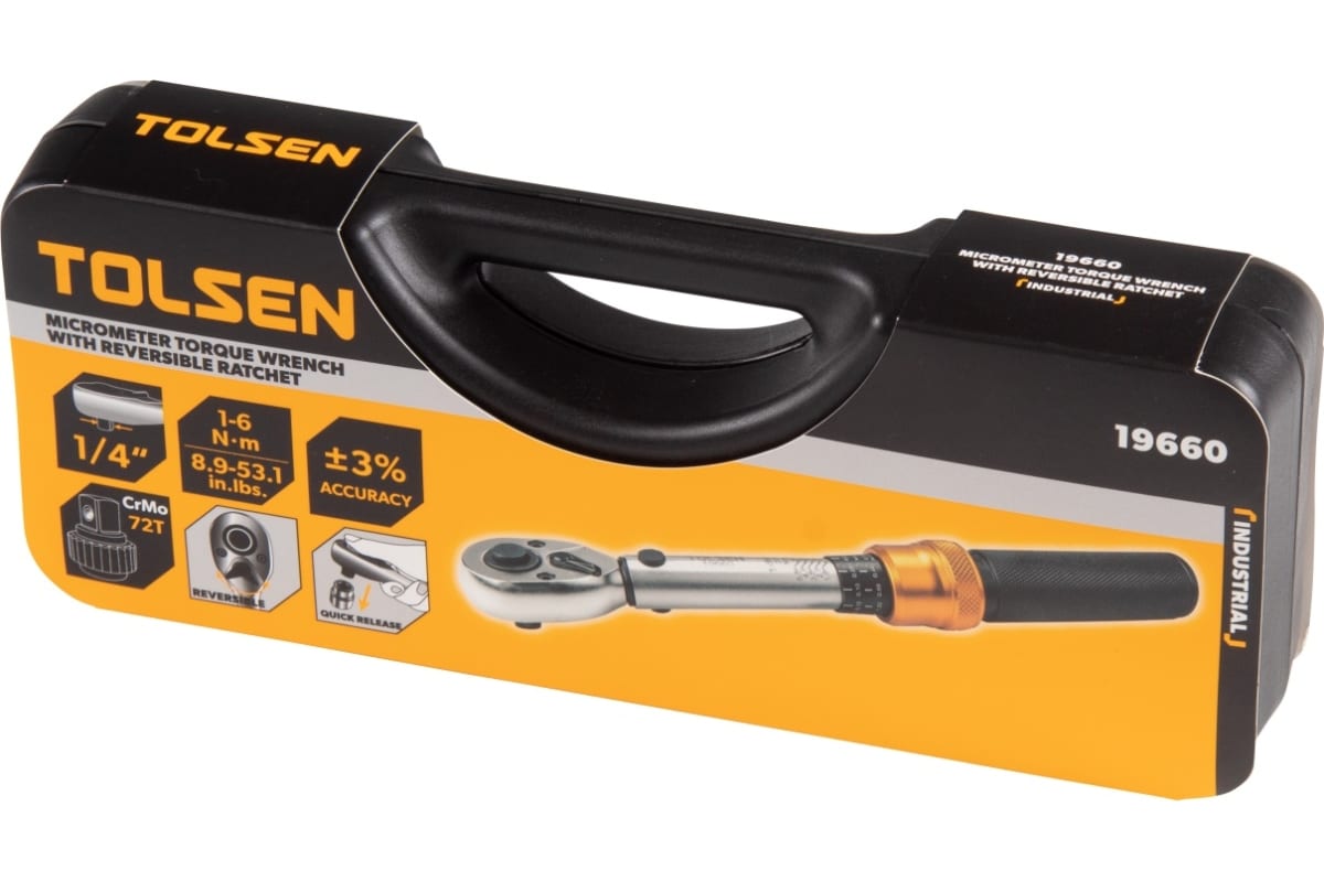 Динамометрический ключ 1/4", 1-6Нм, для левой и правой резьбы TOLSEN