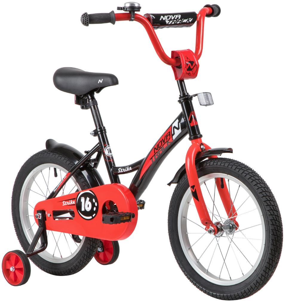 Велосипед 16" STRIKE поддерживающие колеса черно-красный