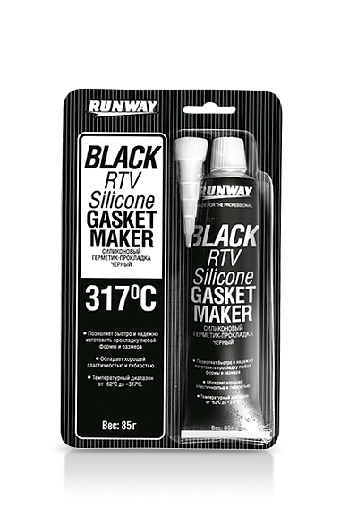 Герметик-прокладка черный до 317С  RW8501  85гр  RUNWAY  (12)