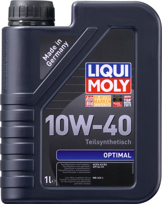 LIQUI MOLY Optimal Synth 10W-40  1л  (НС-синт.) SL/CF; A3/B4  масло моторное 