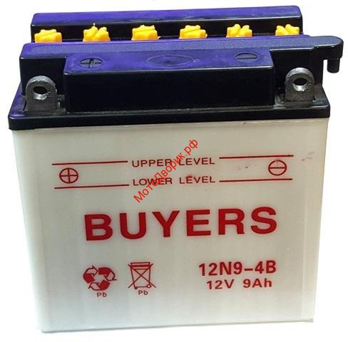 Аккумулятор BAYERS 12V9Ah 12N9-4B (130х70х135) трицикл. Стартерный ток 90А