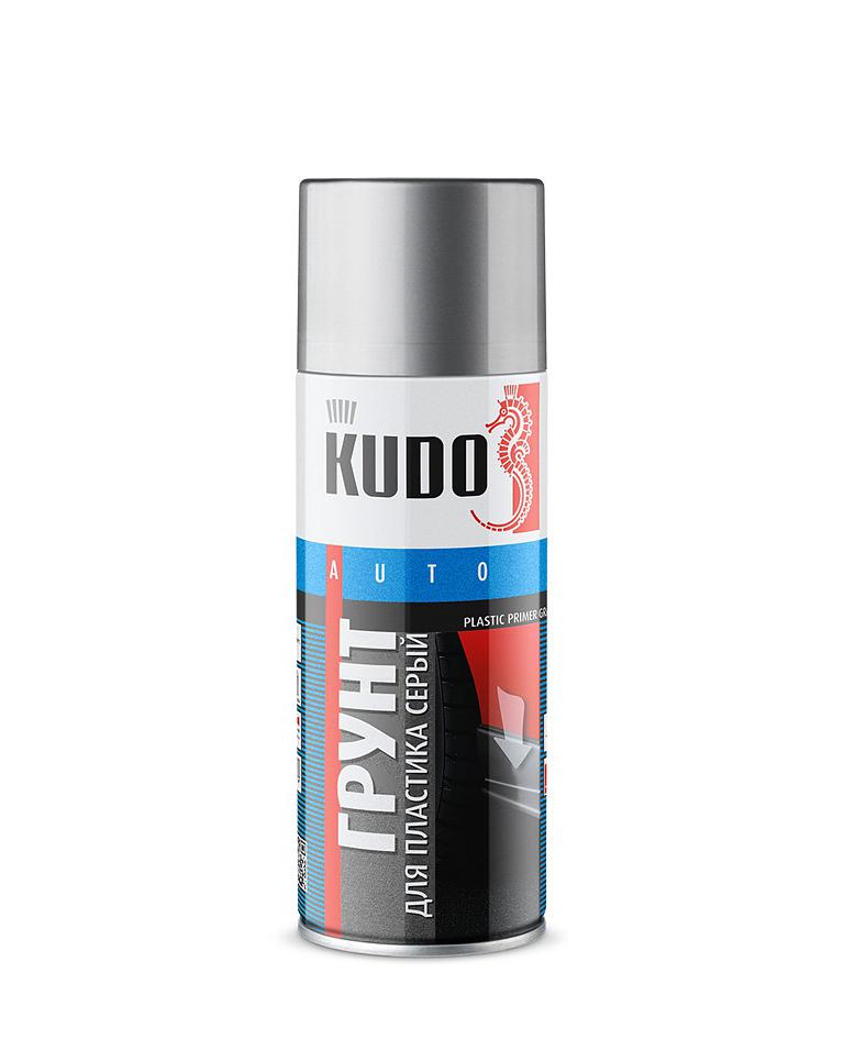 Грунт-спрей Серый для пластика 520мл  KUDO (12)