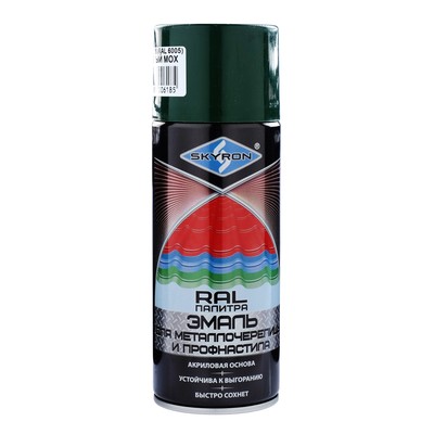 Краска-спрей RAL 6005 Зеленый мох 520мл для металлочерепицы и профнастила  SKYRON (6)