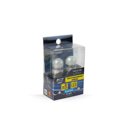 Лампа салона T20  6SMD 3030 6000K белая (2шт) блистер AVS