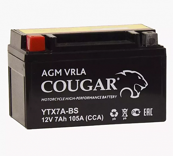 Аккумулятор COUGAR AGM 12V 7Aч 105А (+ -) п.п. 150*87*105