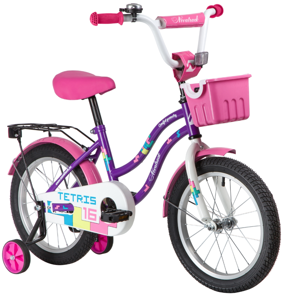 Велосипед 16" TETRIS поддерживающие колеса фиолетовый