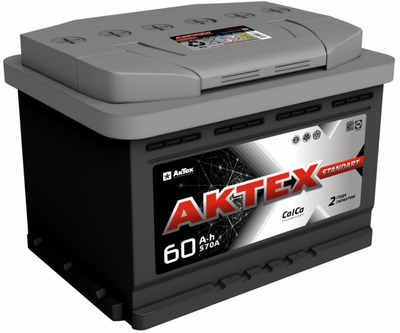Аккумулятор AKTEX Standart 6CT-60.0 60Ач (обратная полярность) 12В 570A 