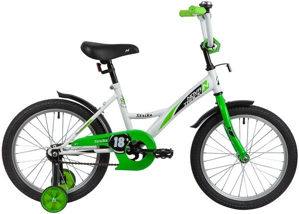 Велосипед 18" STRIKE поддерживающие колеса белый-зеленый WTG20 11,7кг