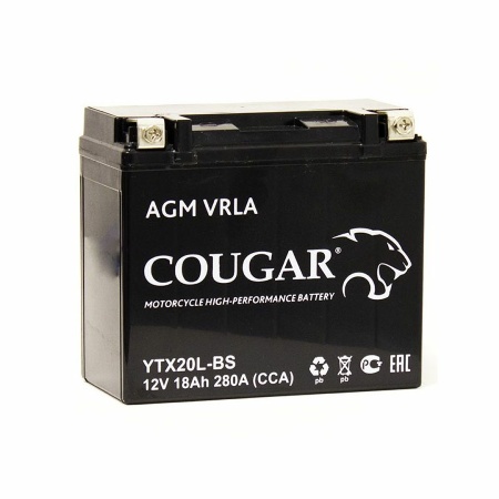 Аккумулятор COUGAR AGM 12V 18а/ч 280 А (- + ) 175х87х155 