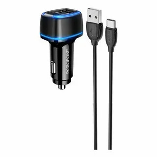 Устройство зарядное BOROFONE BZ14, 2USB, 2.4A + MicroUSB 1м, черный