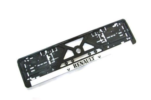 Рамка номерного знака с нижней защелкой черная/серебро RENAULT
