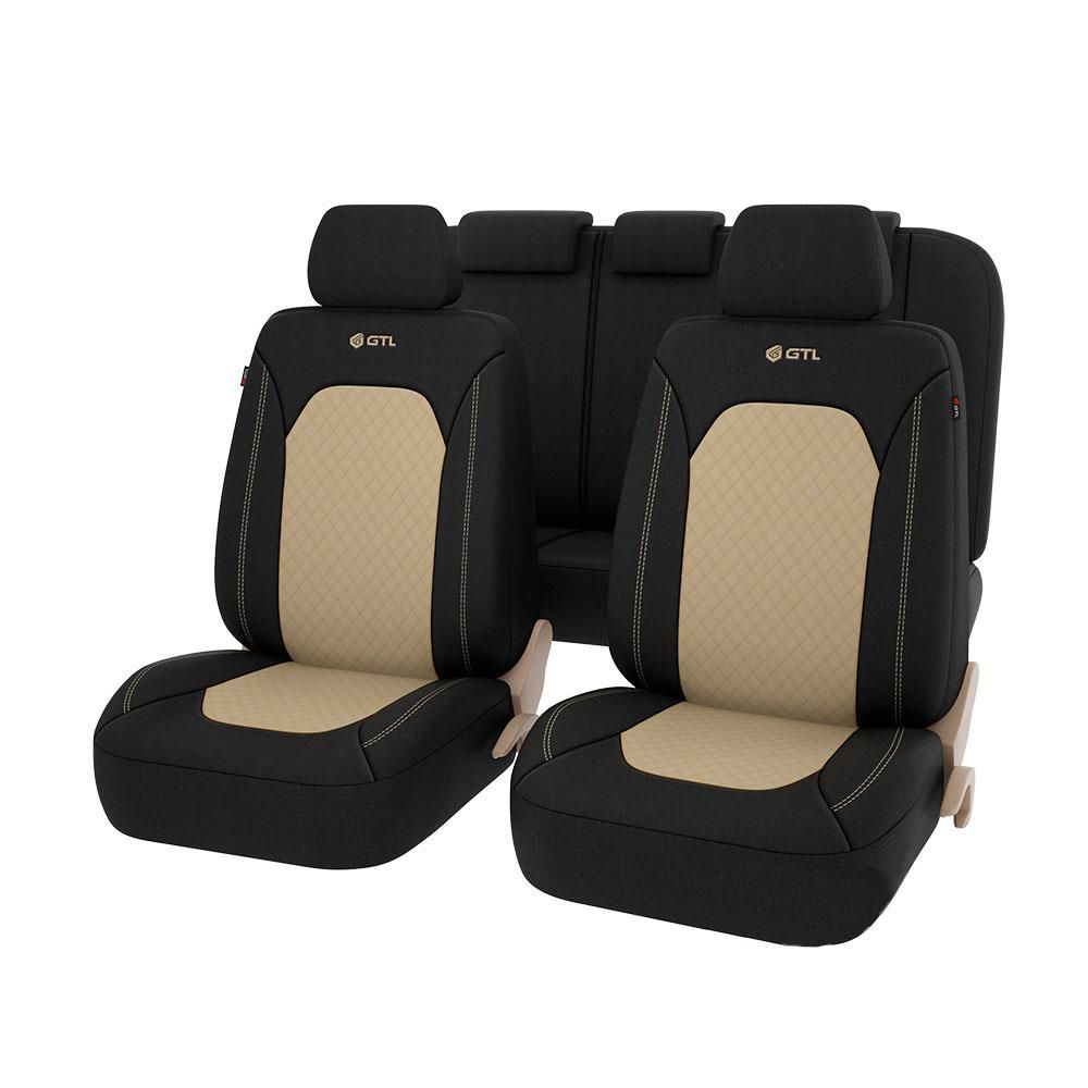 Авточехлы PSV Elegant Next черно-бежевый ромб+экокожа