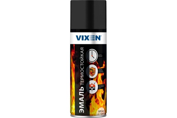 Краска VIXEN термостойкая черная 520мл, аэрозоль