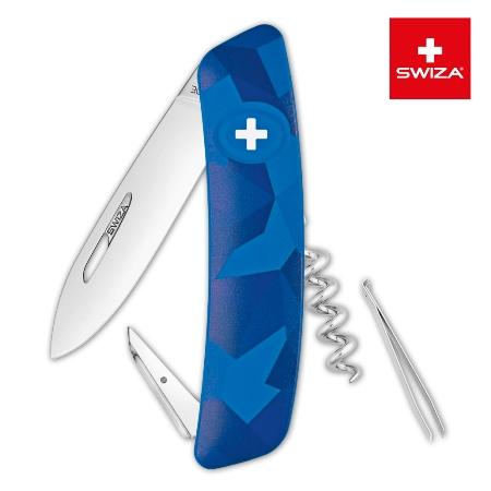 Нож швейцарский SWIZA C01 Camouflage 95мм, 6 функций, синий