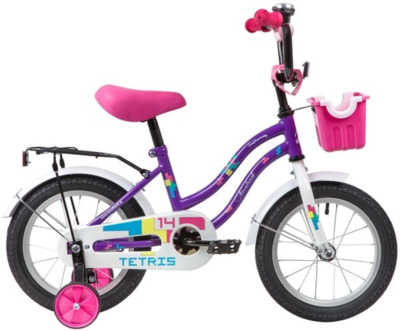 Велосипед 14" TETRIS поддерживающие колеса фиолетовый