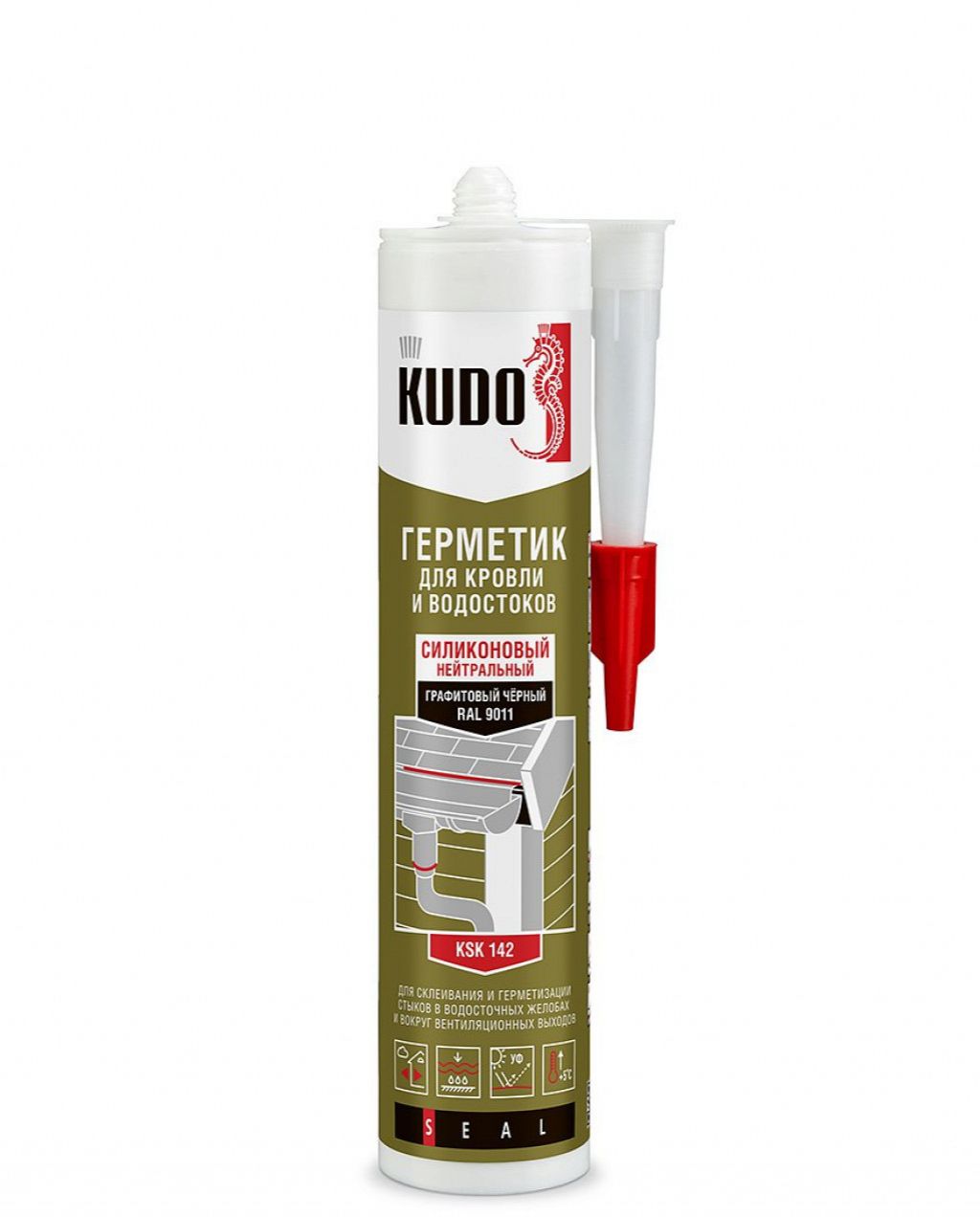 Герметик KUDO KSK-142 силиконовый для кровли черный  280мл  KUDO