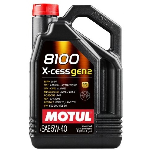 MOTUL 8100 X-Cess GEN2 5W-40 SN/CF A3/B4 (100%синт) 4л  масло моторное