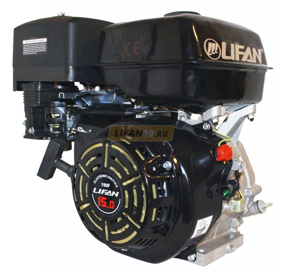 Двигатель Lifan 190F (15 л.с., 10.5кВт, вал 25мм 33кг)