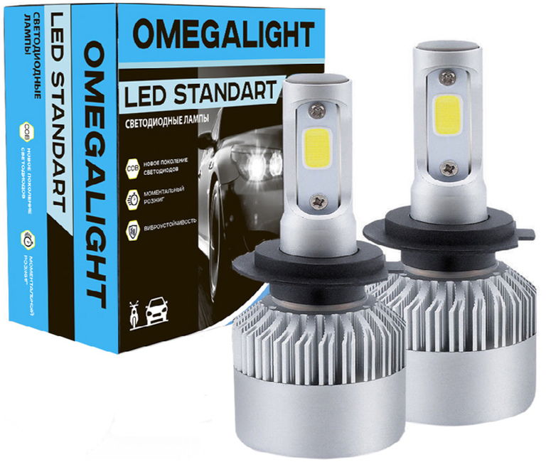 Лампа светодиодная H7 3000K 2400lm  OMEGALIGHT Standart (2шт) 