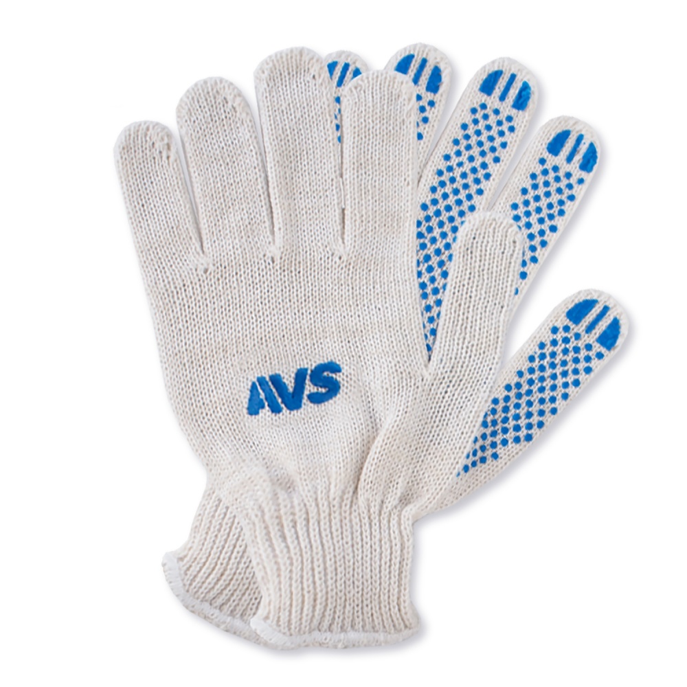 Перчатки трикотажные с ПВХ (белые) AVS 5 пар