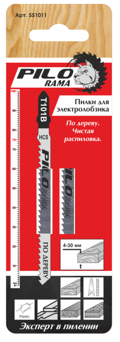 Пилка для лобзика Т101В 100x75мм h=4-30мм, чист. распил PILORAMA