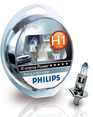 Лампа H1  55W 12V P14,5s+80% X-TREME POWER 2шт. PHILIPS