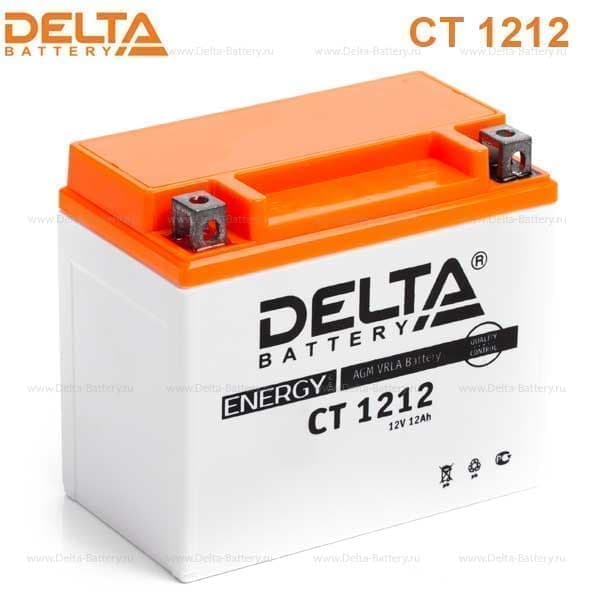 Аккумулятор DELTA CT 1212 12V, 12Ач, (150х86х131) Стартерный ток 180А (+ -)