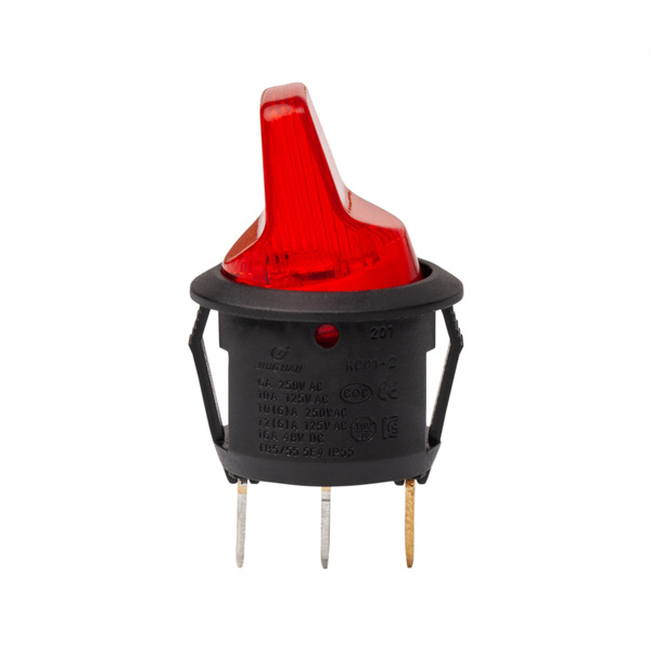 Переключатель круглый на 2 положения, 3 контакта с подсветкой на 12V