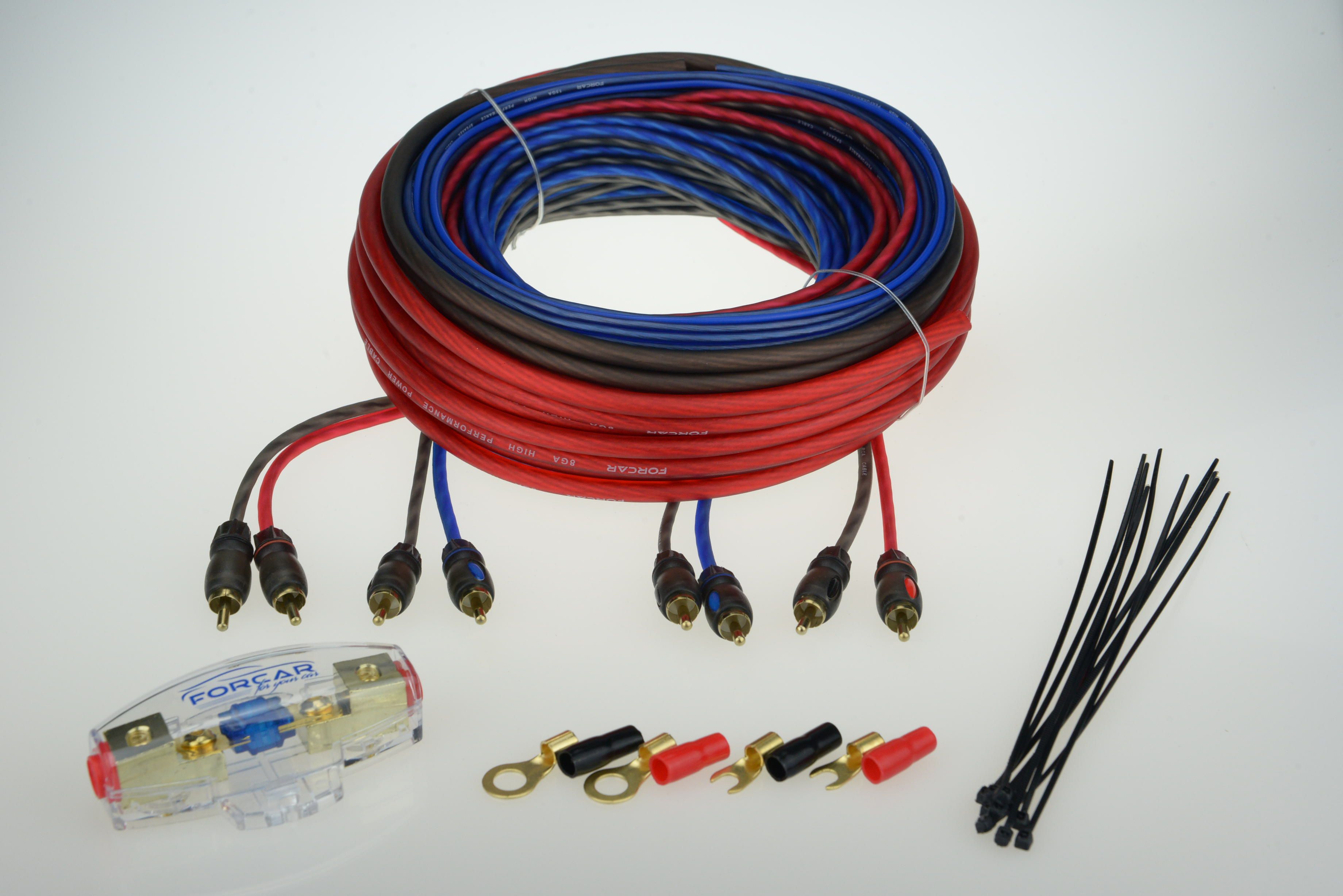 Комплект кабелей для 4-х канальный усилителя 8Ga FORCAR