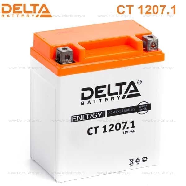 Аккумулятор DELTA CT 1207.1  12V,7A/ч (114х70х132мм) (Стартерный ток 100А) (- +)